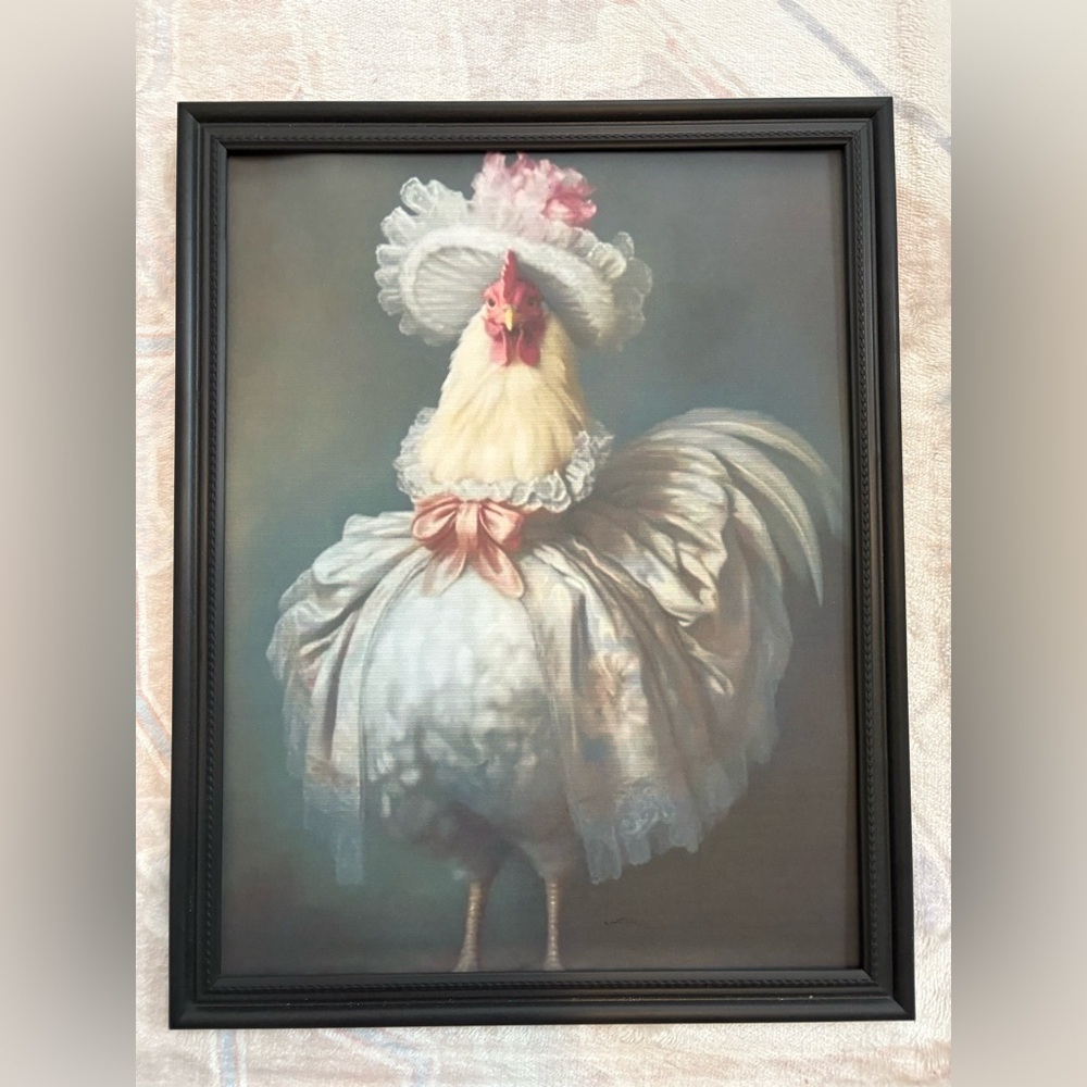 Victorian Animals Portrait, Royal Chicken Vintage Framed 8x10” Print